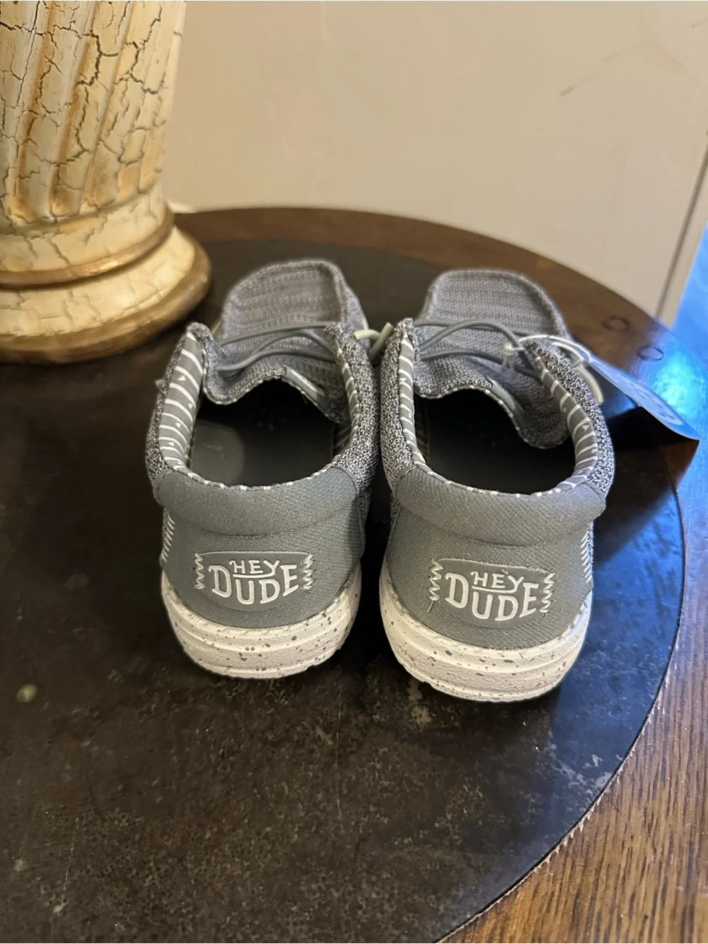 Hey Dude Kids Gray Knit Slip-On Sneakers with Elastic Laces